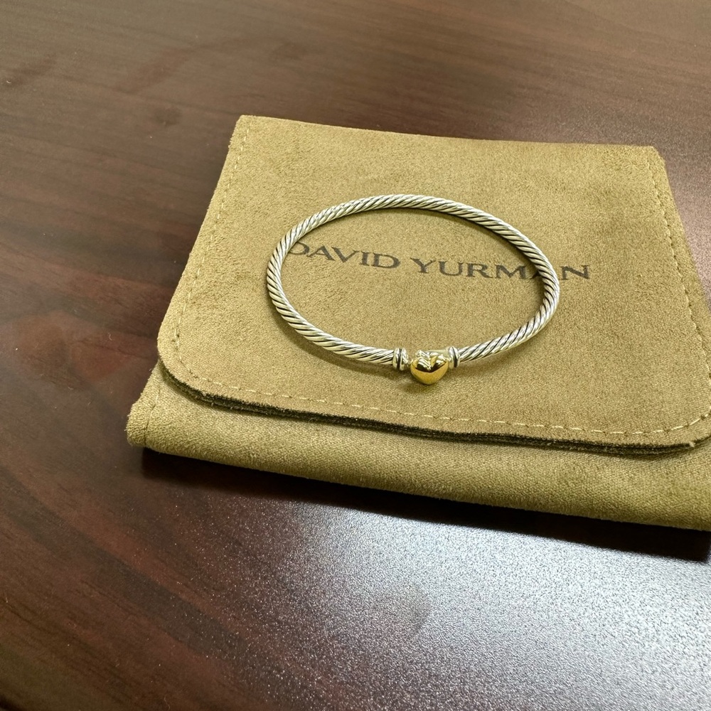 David Yurman Silver Cable Bracelet with Gold Accent